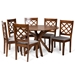 Baxton Studio Jana Modern and Contemporary Grey Fabric Upholstered and Walnut Brown Finished Wood 7-Piece Dining Set