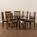 Baxton Studio Jana Modern and Contemporary Grey Fabric Upholstered and Walnut Brown Finished Wood 7-Piece Dining Set - Jana-Grey/Walnut-7PC Dining Set
