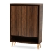 Baxton Studio Landen Mid-Century Modern Walnut Brown and Gold Finished Wood 2-Door Entryway Shoe storage Cabinet
