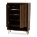 Baxton Studio Landen Mid-Century Modern Walnut Brown and Gold Finished Wood 2-Door Entryway Shoe storage Cabinet - LV10SC10151WI-Columbia/Gold-Shoe Cabinet