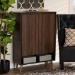 Baxton Studio Landen Mid-Century Modern Walnut Brown and Gold Finished Wood 2-Door Entryway Shoe storage Cabinet - LV10SC10151WI-Columbia/Gold-Shoe Cabinet