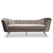 Baxton Studio Kailyn Glam and Luxe Grey Velvet Fabric Upholstered and Gold Finished Sofa - TSF-6719-3-Grey Velvet/Gold-SF