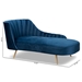 Baxton Studio Kailyn Glam and Luxe Navy Blue Velvet Fabric Upholstered and Gold Finished Chaise - TSF-6720-Navy Blue Velvet/Gold-Chaise