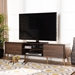 Baxton Studio Landen Mid-Century Modern Walnut Brown and Gold Finished Wood TV Stand - LV10TV1013WI-Columbia/Gold-TV