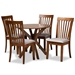 Baxton Studio Lore Modern and Contemporary Grey Fabric Upholstered and Walnut Brown Finished Wood 5-Piece Dining Set