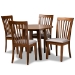 Baxton Studio Lida Modern and Contemporary Grey Fabric Upholstered and Walnut Brown Finished Wood 5-Piece Dining Set