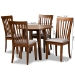 Baxton Studio Lida Modern and Contemporary Grey Fabric Upholstered and Walnut Brown Finished Wood 5-Piece Dining Set - Lida-Grey/Walnut-5PC Dining Set