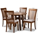 Baxton Studio Lida Modern and Contemporary Grey Fabric Upholstered and Walnut Brown Finished Wood 5-Piece Dining Set - Lida-Grey/Walnut-5PC Dining Set