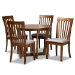 Baxton Studio Andi Modern and Contemporary Grey Fabric Upholstered and Walnut Brown Finished Wood 5-Piece Dining Set