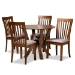Baxton Studio Marian Modern and Contemporary Grey Fabric Upholstered and Walnut Brown Finished Wood 5-Piece Dining Set