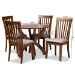 Baxton Studio Bailey Modern and Contemporary Grey Fabric Upholstered and Walnut Brown Finished Wood 5-Piece Dining Set - Bailey-Grey/Walnut-5PC Dining Set