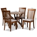 Baxton Studio Bailey Modern and Contemporary Grey Fabric Upholstered and Walnut Brown Finished Wood 5-Piece Dining Set - Bailey-Grey/Walnut-5PC Dining Set