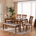 Baxton Studio Minette Modern and Contemporary Grey Fabric Upholstered and Walnut Brown Finished Wood 6-Piece Dining Set - RH319C-Grey/Walnut-6PC Dining Set