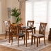 Baxton Studio Seda Modern and Contemporary Grey Fabric Upholstered and Walnut Brown Finished Wood 5-Piece Dining Set - Seda-Grey/Walnut-5PC Dining Set