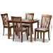 Baxton Studio Seda Modern and Contemporary Grey Fabric Upholstered and Walnut Brown Finished Wood 5-Piece Dining Set - Seda-Grey/Walnut-5PC Dining Set