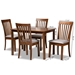 Baxton Studio Seda Modern and Contemporary Grey Fabric Upholstered and Walnut Brown Finished Wood 5-Piece Dining Set - Seda-Grey/Walnut-5PC Dining Set