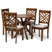 Baxton Studio Norah Modern and Contemporary Grey Fabric Upholstered and Walnut Brown Finished Wood 5-Piece Dining Set