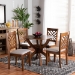 Baxton Studio Edona Modern and Contemporary Grey Fabric Upholstered and Walnut Brown Finished Wood 5-Piece Dining Set - Edona-Grey/Walnut-5PC Dining Set