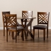Baxton Studio Edona Modern and Contemporary Grey Fabric Upholstered and Walnut Brown Finished Wood 5-Piece Dining Set - Edona-Grey/Walnut-5PC Dining Set