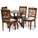 Baxton Studio Edona Modern and Contemporary Grey Fabric Upholstered and Walnut Brown Finished Wood 5-Piece Dining Set - Edona-Grey/Walnut-5PC Dining Set