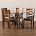 Baxton Studio Mila Modern and Contemporary Grey Fabric Upholstered and Walnut Brown Finished Wood 5-Piece Dining Set - Mila-Grey/Walnut-5PC Dining Set