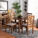 Baxton Studio Darina Modern and Contemporary Grey Fabric Upholstered and Walnut Brown Finished Wood 5-Piece Dining Set - Darina-Grey/Walnut-5PC Dining Set