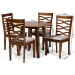 Baxton Studio Darina Modern and Contemporary Grey Fabric Upholstered and Walnut Brown Finished Wood 5-Piece Dining Set - Darina-Grey/Walnut-5PC Dining Set