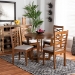 Baxton Studio Alicia Modern and Contemporary Grey Fabric Upholstered and Walnut Brown Finished Wood 5-Piece Dining Set - Alicia-Grey/Walnut-5PC Dining Set