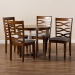 Baxton Studio Alicia Modern and Contemporary Grey Fabric Upholstered and Walnut Brown Finished Wood 5-Piece Dining Set - Alicia-Grey/Walnut-5PC Dining Set