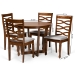 Baxton Studio Alicia Modern and Contemporary Grey Fabric Upholstered and Walnut Brown Finished Wood 5-Piece Dining Set - Alicia-Grey/Walnut-5PC Dining Set