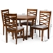 Baxton Studio Alicia Modern and Contemporary Grey Fabric Upholstered and Walnut Brown Finished Wood 5-Piece Dining Set - Alicia-Grey/Walnut-5PC Dining Set