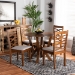 Baxton Studio Ariane Modern and Contemporary Grey Fabric Upholstered and Walnut Brown Finished Wood 5-Piece Dining Set - Ariane-Grey/Walnut-5PC Dining Set