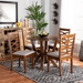 Baxton Studio Ariane Modern and Contemporary Grey Fabric Upholstered and Walnut Brown Finished Wood 5-Piece Dining Set - Ariane-Grey/Walnut-5PC Dining Set