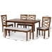 Baxton Studio Lanier Modern and Contemporary Grey Fabric Upholstered and Walnut Brown Finished Wood 6-Piece Dining Set - RH318C-Grey/Walnut-6PC Dining Set