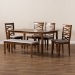 Baxton Studio Lanier Modern and Contemporary Grey Fabric Upholstered and Walnut Brown Finished Wood 6-Piece Dining Set - RH318C-Grey/Walnut-6PC Dining Set