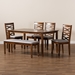 Baxton Studio Lanier Modern and Contemporary Grey Fabric Upholstered and Walnut Brown Finished Wood 6-Piece Dining Set - RH318C-Grey/Walnut-6PC Dining Set