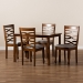 Baxton Studio Mirna Modern and Contemporary Grey Fabric Upholstered and Walnut Brown Finished Wood 5-Piece Dining Set - Mirna-Grey/Walnut-5PC Dining Set