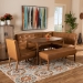 Baxton Studio Arvid Mid-Century Modern Tan Faux Leather Upholstered and Walnut Brown Finished Wood 5-Piece Dining Nook Set - BBT8051-Tan/Walnut-5PC Dining Nook Set