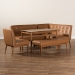 Baxton Studio Arvid Mid-Century Modern Tan Faux Leather Upholstered and Walnut Brown Finished Wood 5-Piece Dining Nook Set - BBT8051-Tan/Walnut-5PC Dining Nook Set