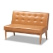 Baxton Studio Arvid Mid-Century Modern Tan Faux Leather Upholstered and Walnut Brown Finished Wood 5-Piece Dining Nook Set - BBT8051-Tan/Walnut-5PC Dining Nook Set