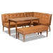 Baxton Studio Arvid Mid-Century Modern Tan Faux Leather Upholstered and Walnut Brown Finished Wood 4-Piece Dining Nook Set
