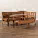 Baxton Studio Arvid Mid-Century Modern Tan Faux Leather Upholstered and Walnut Brown Finished Wood 4-Piece Dining Nook Set - BBT8051-Tan/Walnut-4PC Dining Nook Set