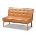 Baxton Studio Arvid Mid-Century Modern Tan Faux Leather Upholstered and Walnut Brown Finished Wood 4-Piece Dining Nook Set - BBT8051-Tan/Walnut-4PC Dining Nook Set