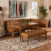 Baxton Studio Arvid Mid-Century Modern Tan Faux Leather Upholstered and Walnut Brown Finished Wood 4-Piece Dining Nook Set - BBT8051-Tan/Walnut-4PC Dining Nook Set