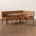 Baxton Studio Arvid Mid-Century Modern Tan Faux Leather Upholstered and Walnut Brown Finished Wood 3-Piece Dining Nook Set - BBT8051-Tan/Walnut-3PC Dining Nook Set