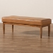 Baxton Studio Arvid Mid-Century Modern Tan Faux Leather Upholstered and Walnut Brown Finished Wood Dining Bench - BBT8051-Tan/Walnut-Bench