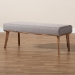 Baxton Studio Odessa Mid-Century Modern Grey Fabric Upholstered and Walnut Brown Finished Wood Dining Bench - BBT8054-Grey/Walnut-Bench