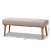 Baxton Studio Odessa Mid-Century Modern Grey Fabric Upholstered and Walnut Brown Finished Wood Dining Bench - BBT8054-Grey/Walnut-Bench