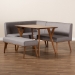 Baxton Studio Odessa Mid-Century Modern Grey Fabric Upholstered and Walnut Brown Finished Wood 4-Piece Dining Nook Set - BBT8054-Grey/Walnut-4PC Dining Nook Set