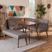 Baxton Studio Odessa Mid-Century Modern Grey Fabric Upholstered and Walnut Brown Finished Wood 4-Piece Dining Nook Set - BBT8054-Grey/Walnut-4PC Dining Nook Set